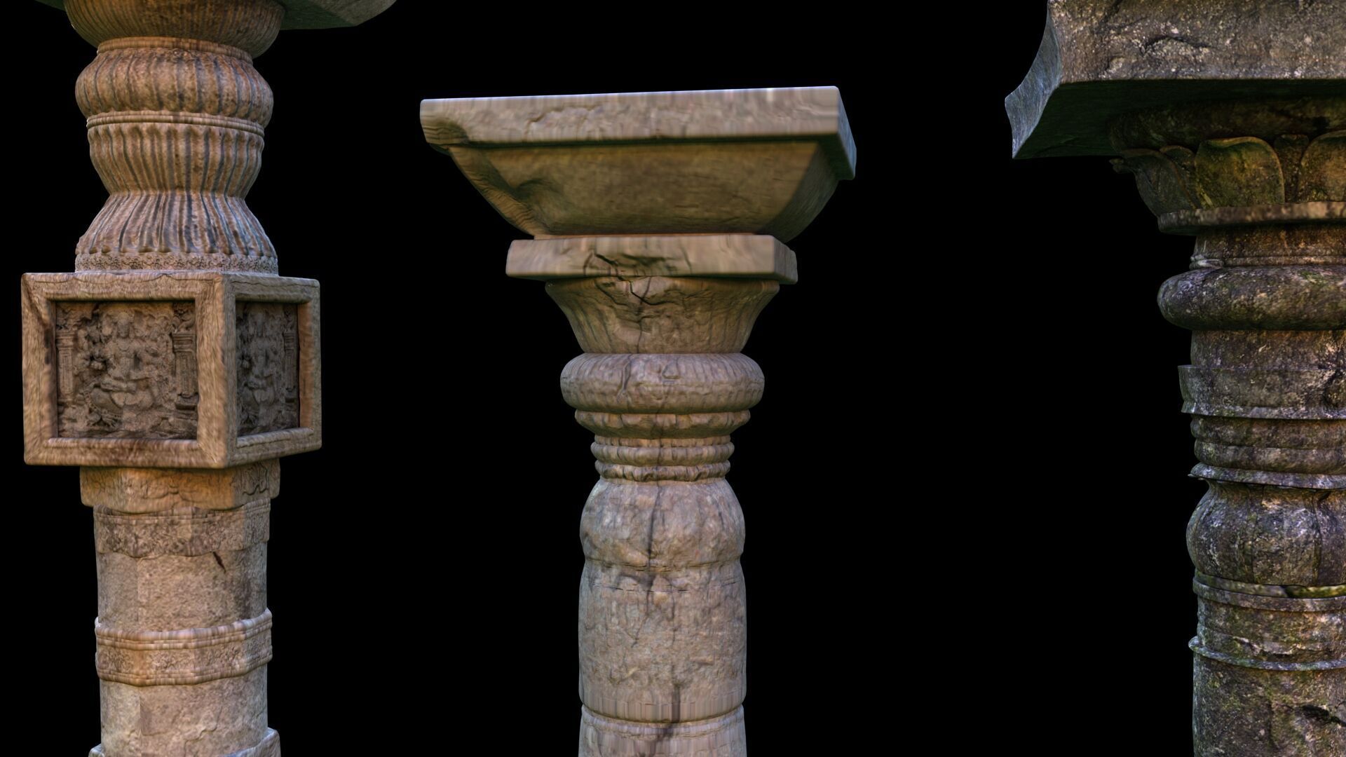temple old pillar 3D model_3