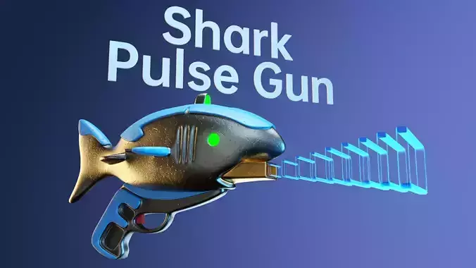 Original cartoon-style pulse gun for games 3D model