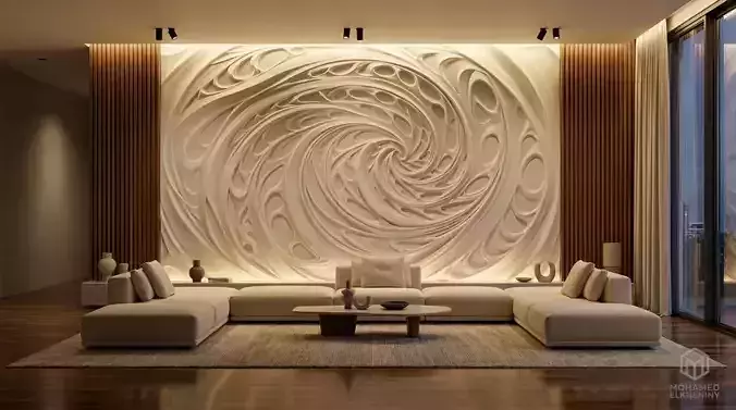 modern panel wall decor set relief stl mural CNC 191 3D model