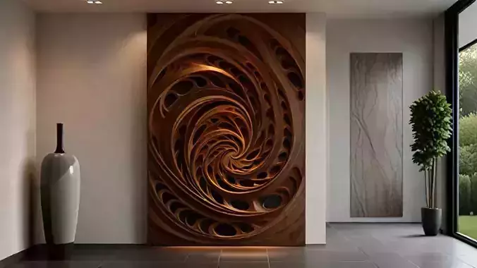 modern panel wall decor set relief stl mural CNC 191 