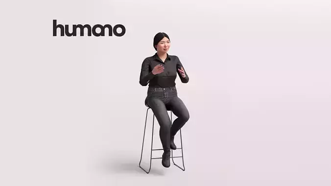 Humano Asian Woman sitting on a stool -2502-051-5553