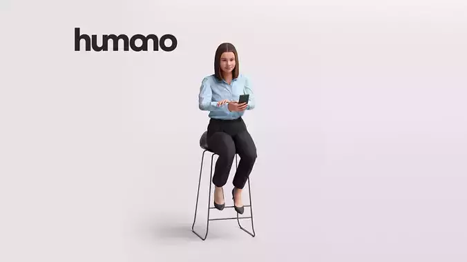 Humano Woman sitting on a stool with phone -2502-045-3748