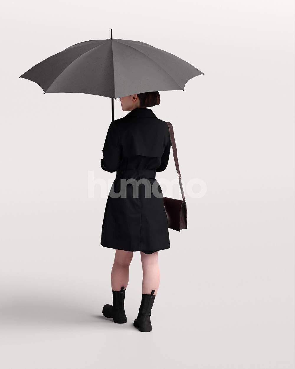 Humano Woman walking in coat  with umbrella -2503-083-5246 3D model_7