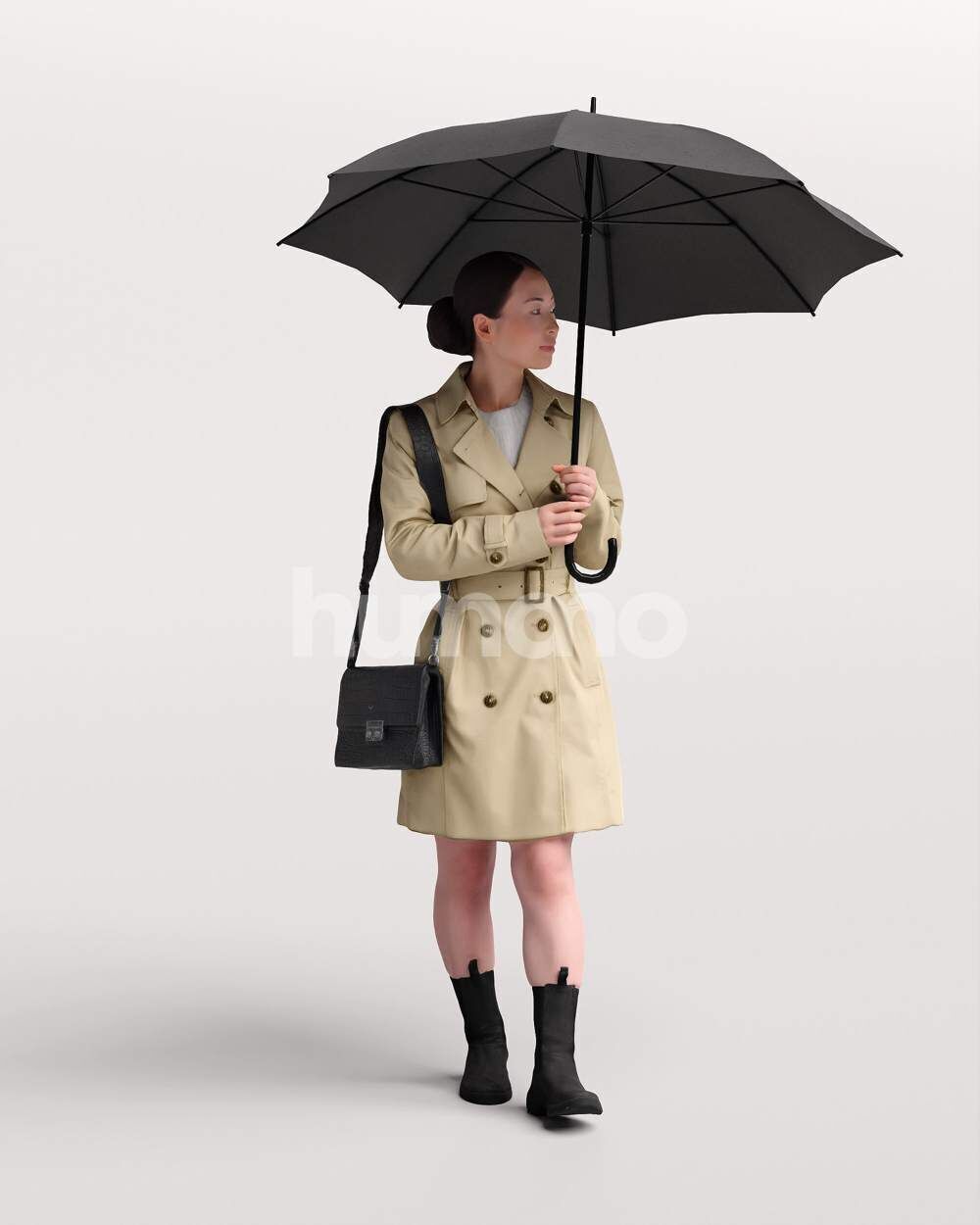 Humano Woman walking in coat  with umbrella -2503-083-5246 3D model_14