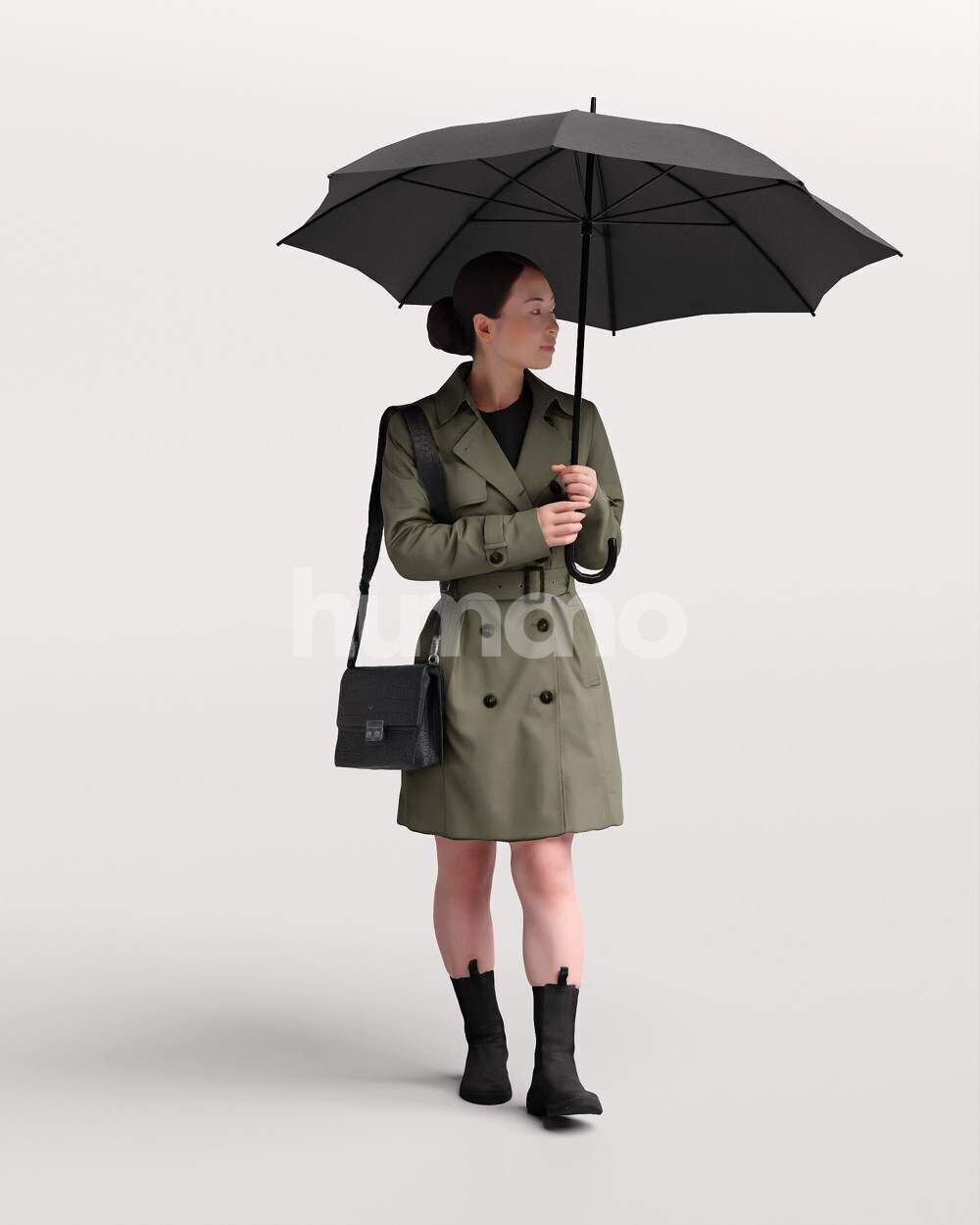 Humano Woman walking in coat  with umbrella -2503-083-5246 3D model_13