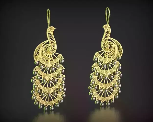 Earrings Peacock