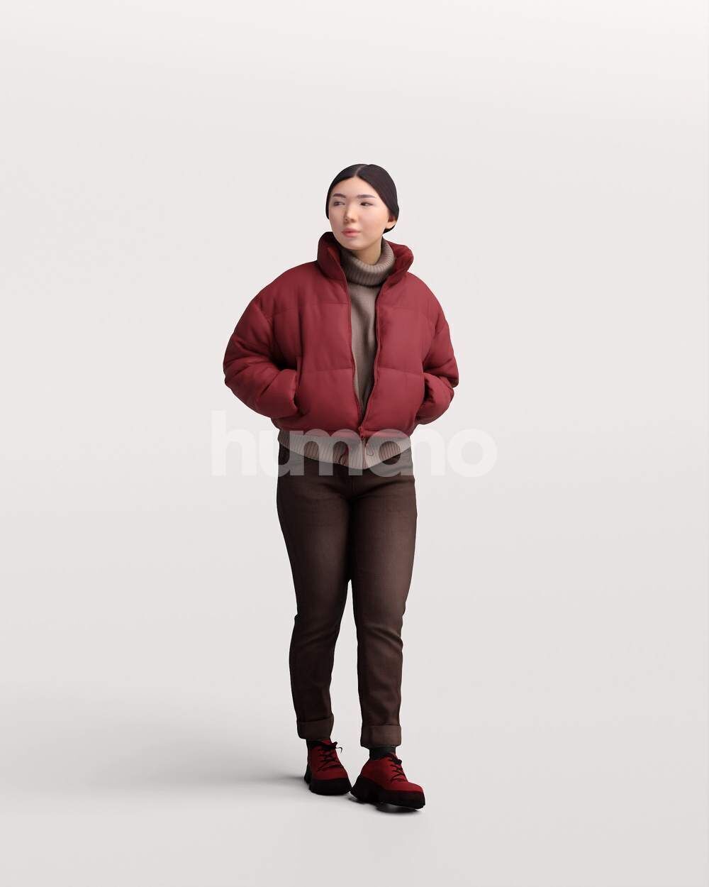 Humano Asian Woman walking in jacket -2503-051-5451 3D model_13