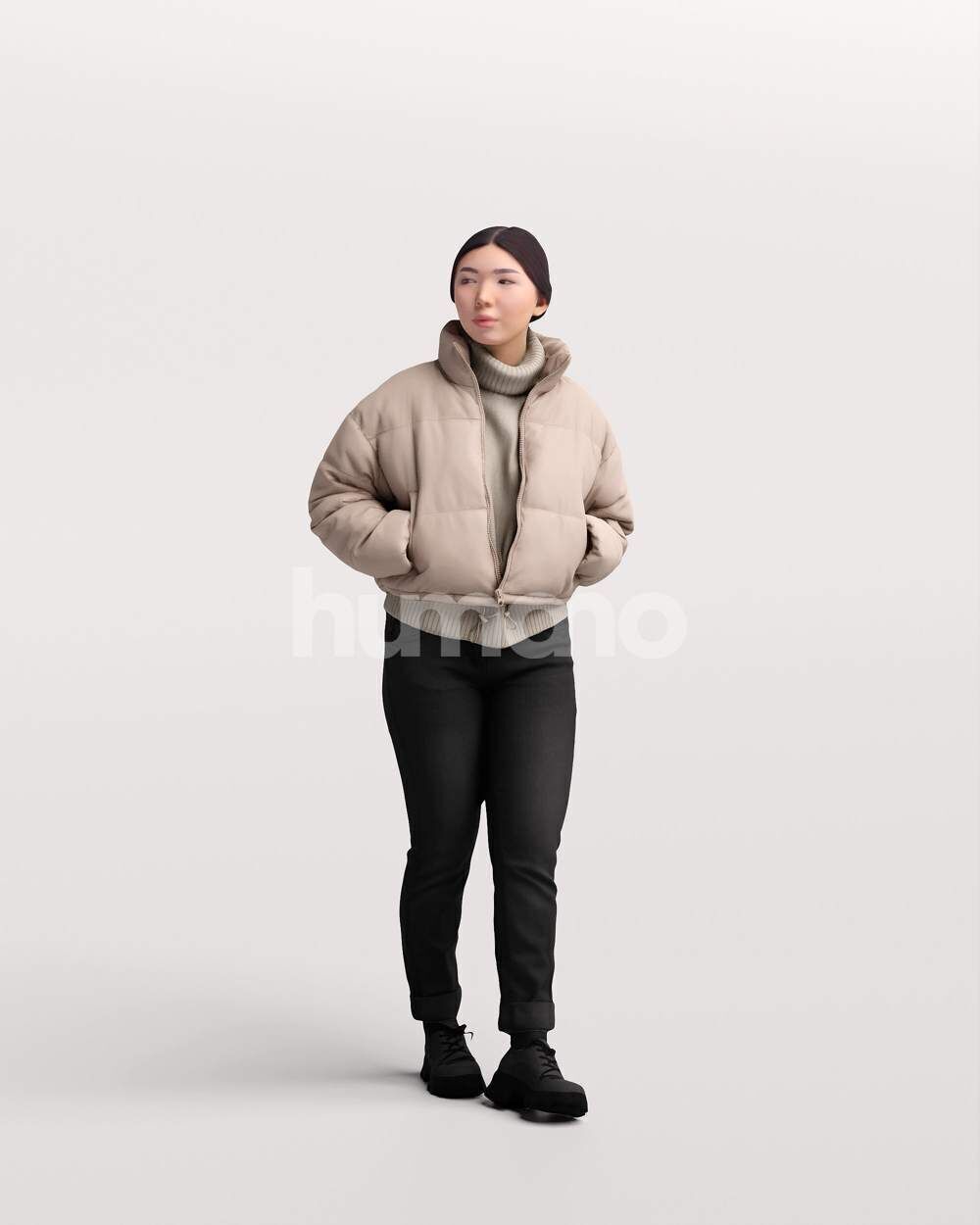 Humano Asian Woman walking in jacket -2503-051-5451 3D model_14