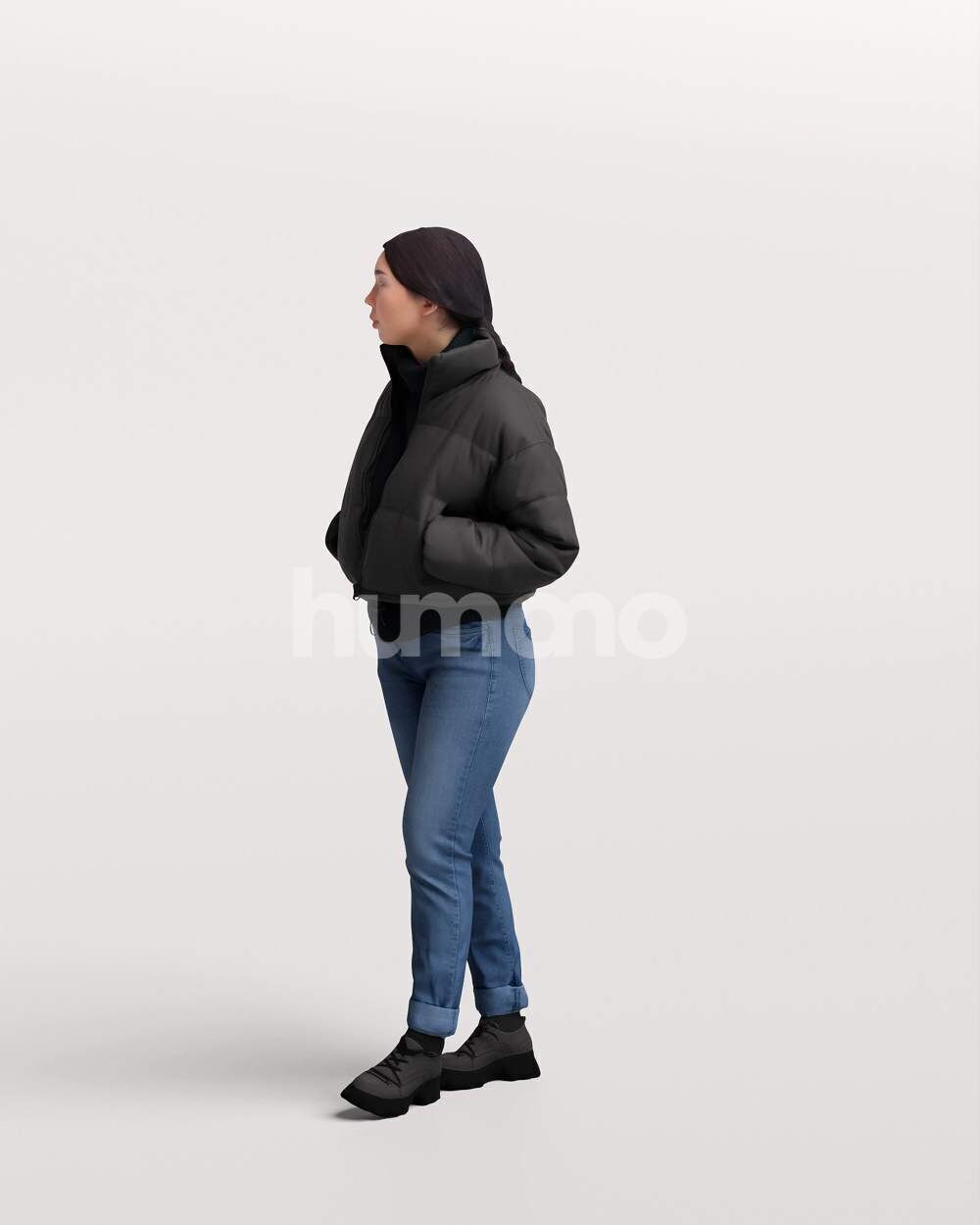 Humano Asian Woman walking in jacket -2503-051-5451 3D model_8
