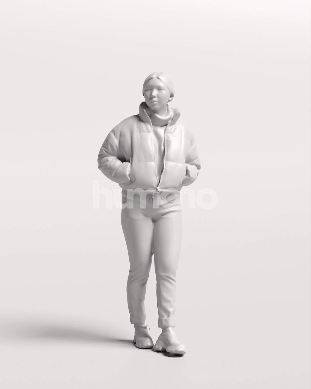 Humano Asian Woman walking in jacket -2503-051-5451 3D model_3