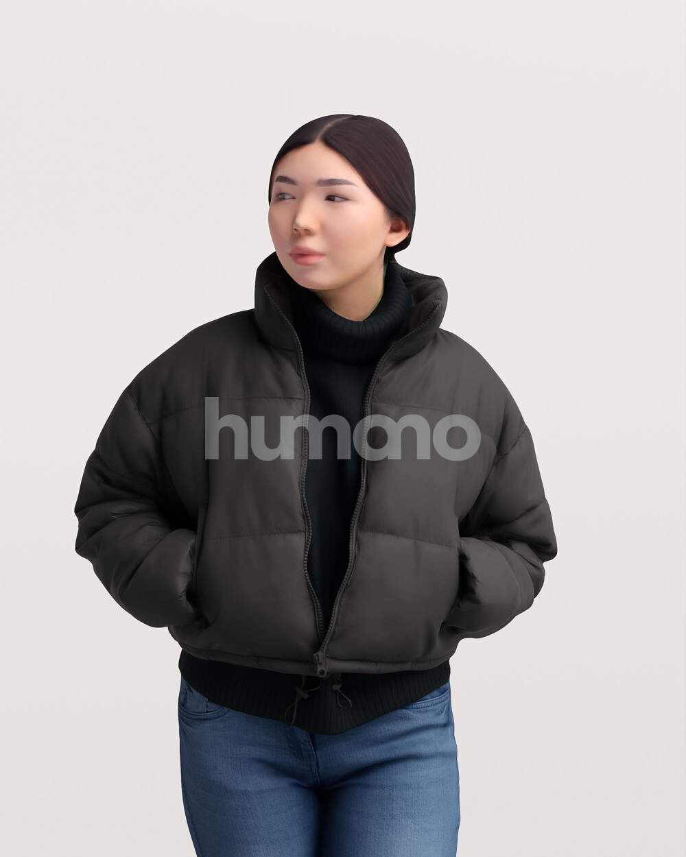 Humano Asian Woman walking in jacket -2503-051-5451 3D model_9