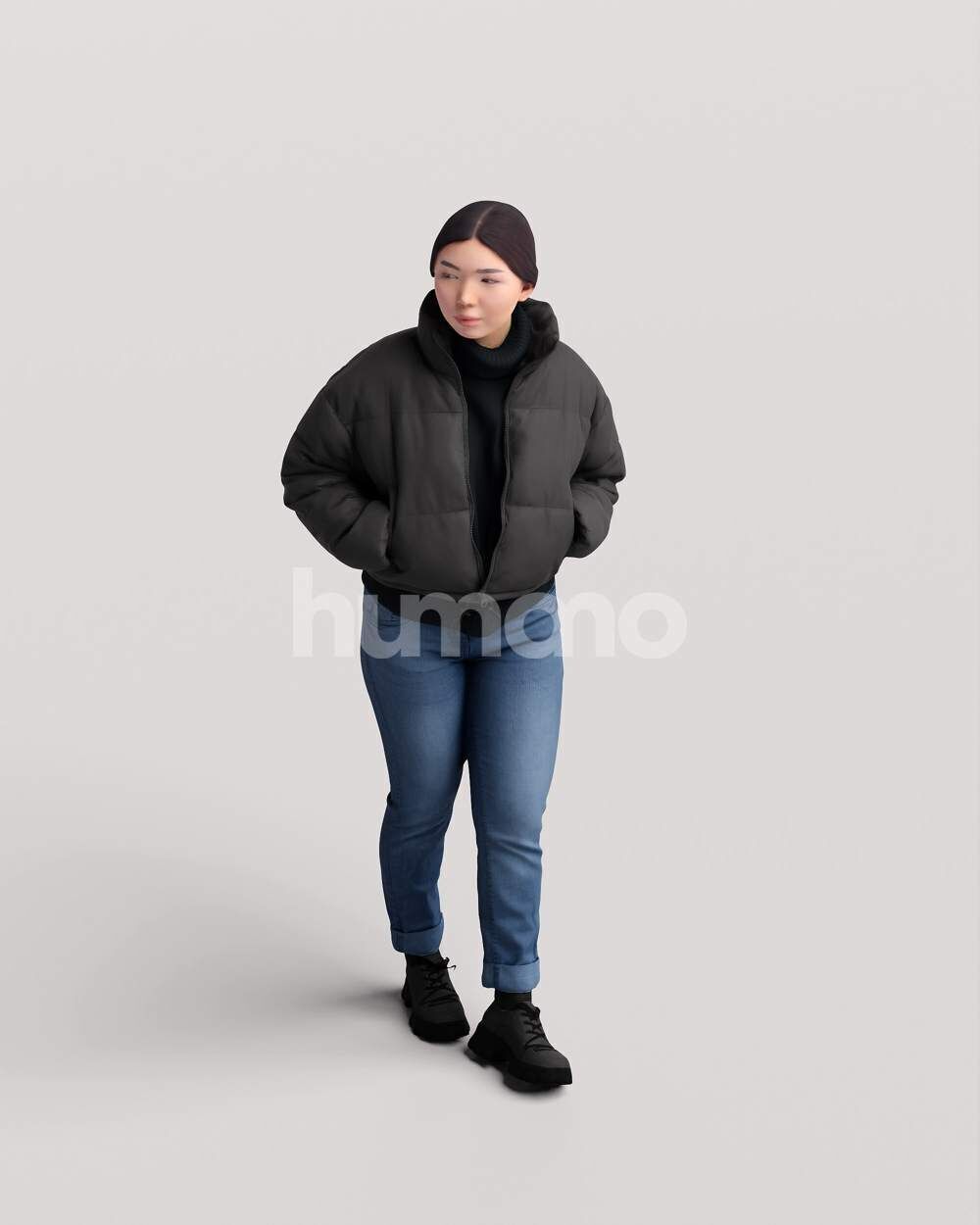 Humano Asian Woman walking in jacket -2503-051-5451 3D model_11