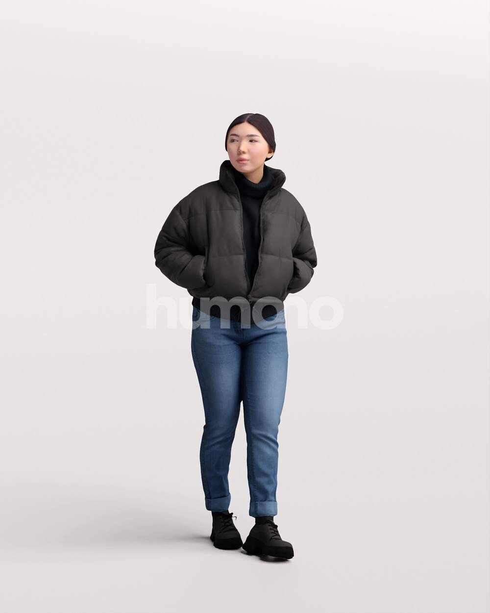 Humano Asian Woman walking in jacket -2503-051-5451 3D model_4