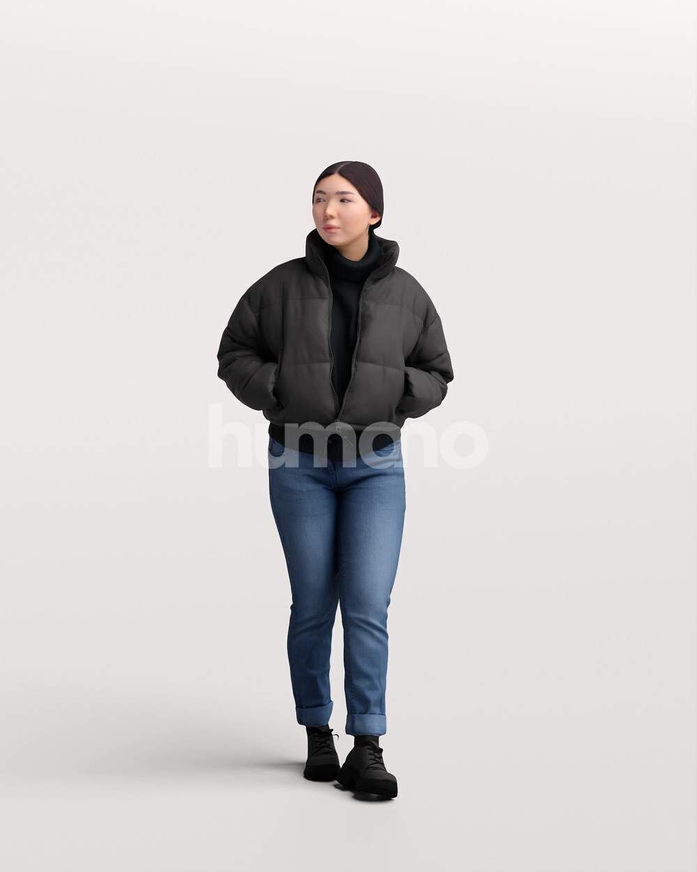 Humano Asian Woman walking in jacket -2503-051-5451 3D model_6