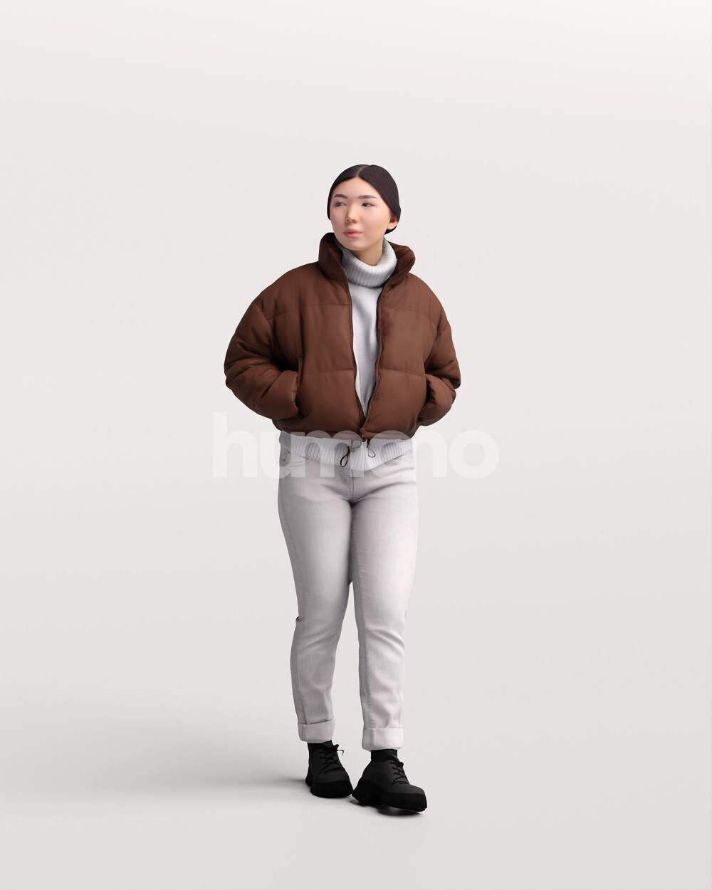 Humano Asian Woman walking in jacket -2503-051-5451 3D model_12