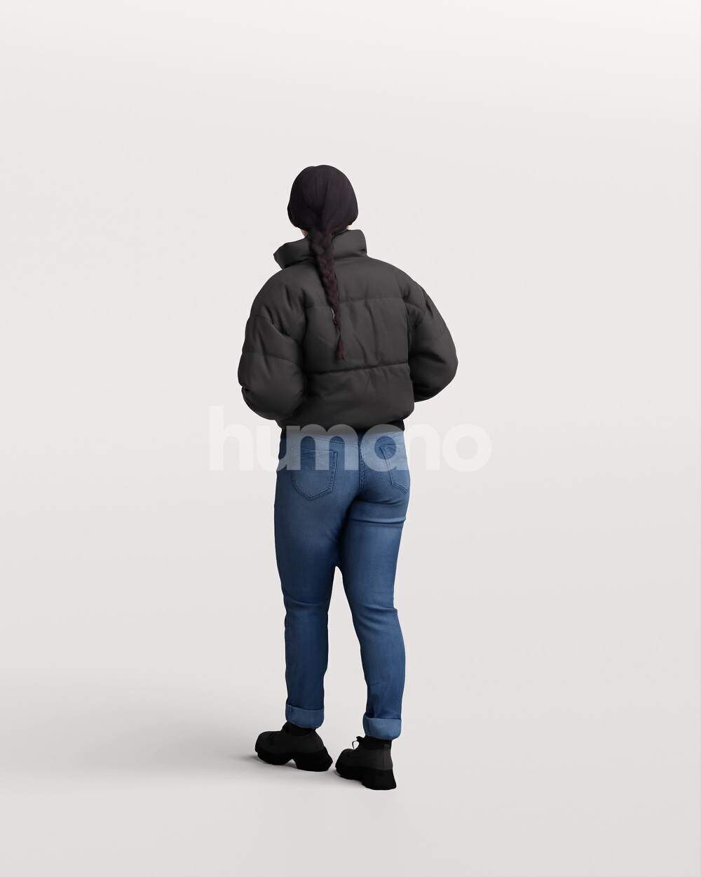 Humano Asian Woman walking in jacket -2503-051-5451 3D model_7