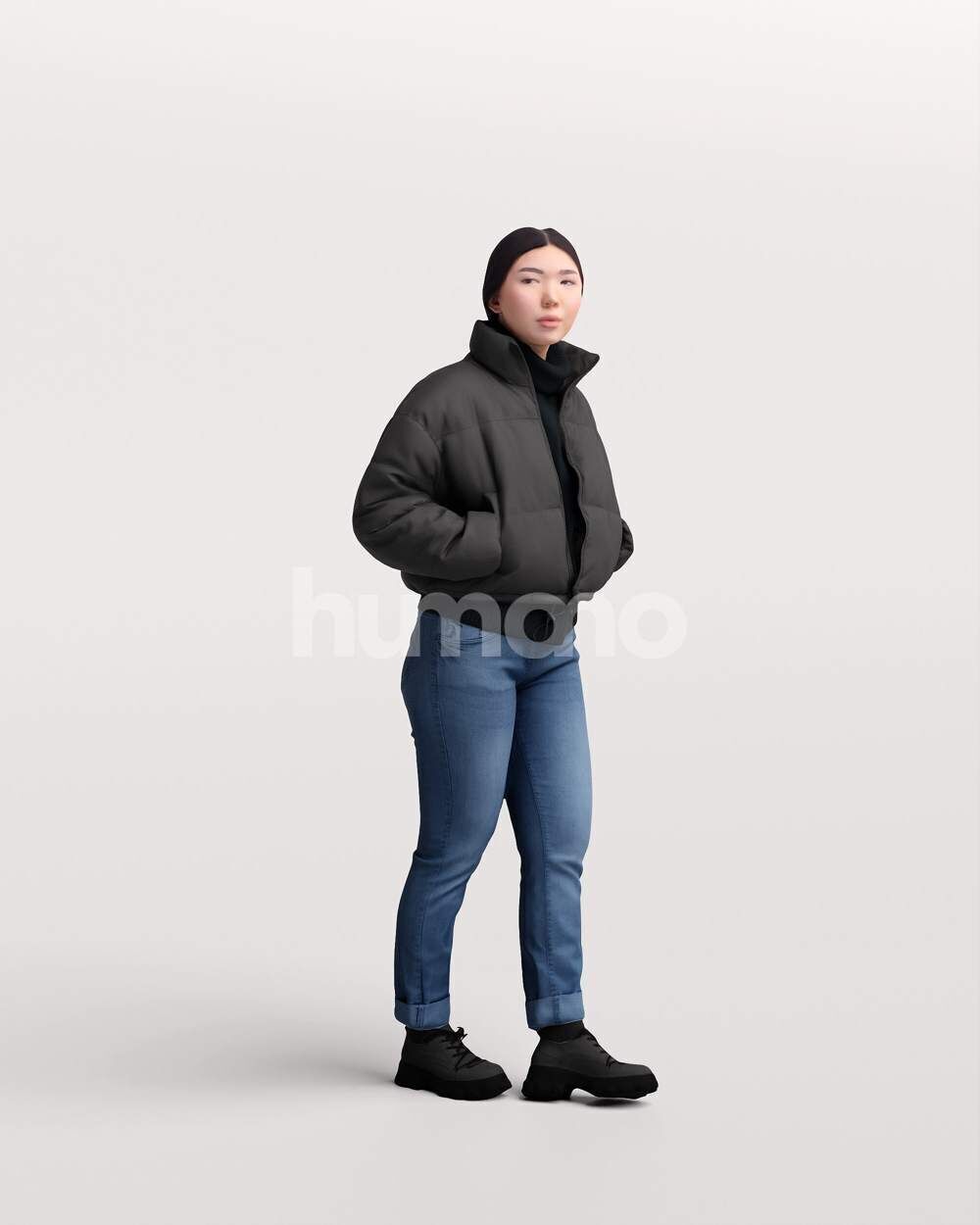 Humano Asian Woman walking in jacket -2503-051-5451 3D model_5