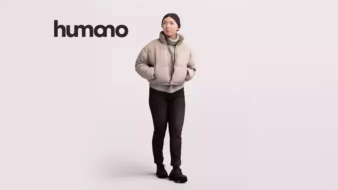 Humano Asian Woman walking in jacket -2503-051-5451 3D model Humano Asian Woman walking in jacket -2503-051-5451 3D model