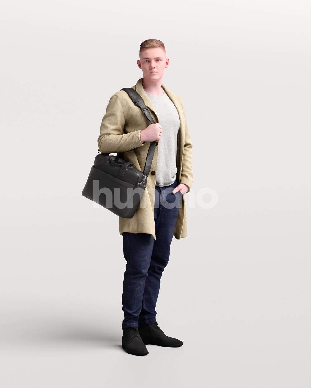 Humano Man walking in jacket with laptop bag -2503-035-1668 3D model_14