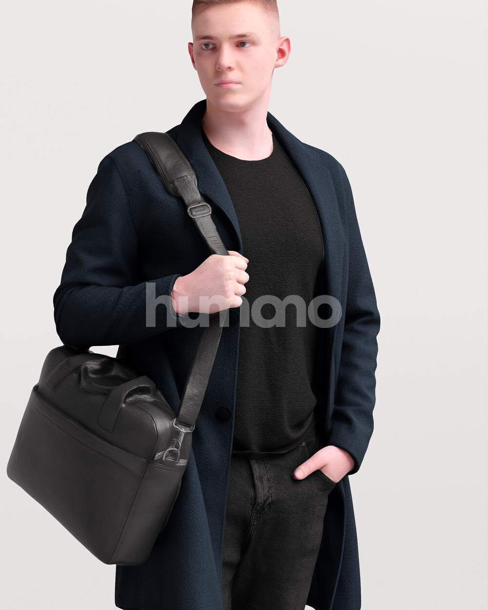 Humano Man walking in jacket with laptop bag -2503-035-1668 3D model_9