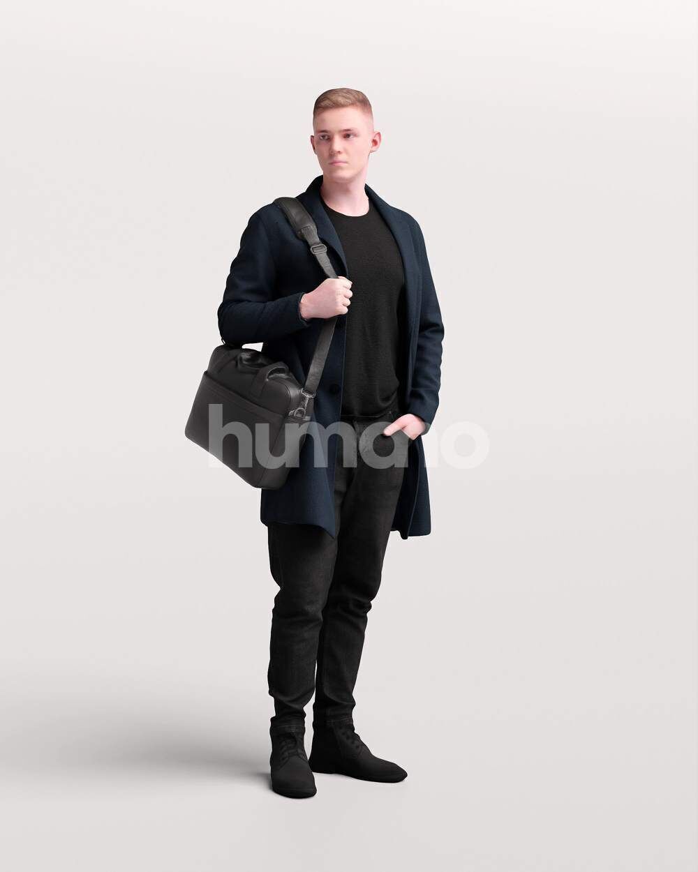 Humano Man walking in jacket with laptop bag -2503-035-1668 3D model_6