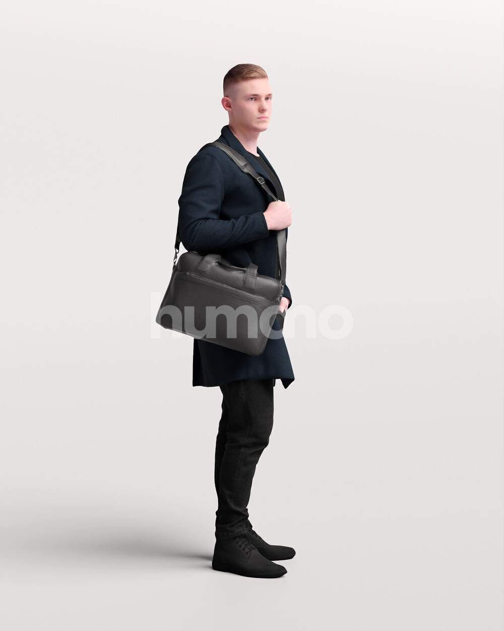 Humano Man walking in jacket with laptop bag -2503-035-1668 3D model_5