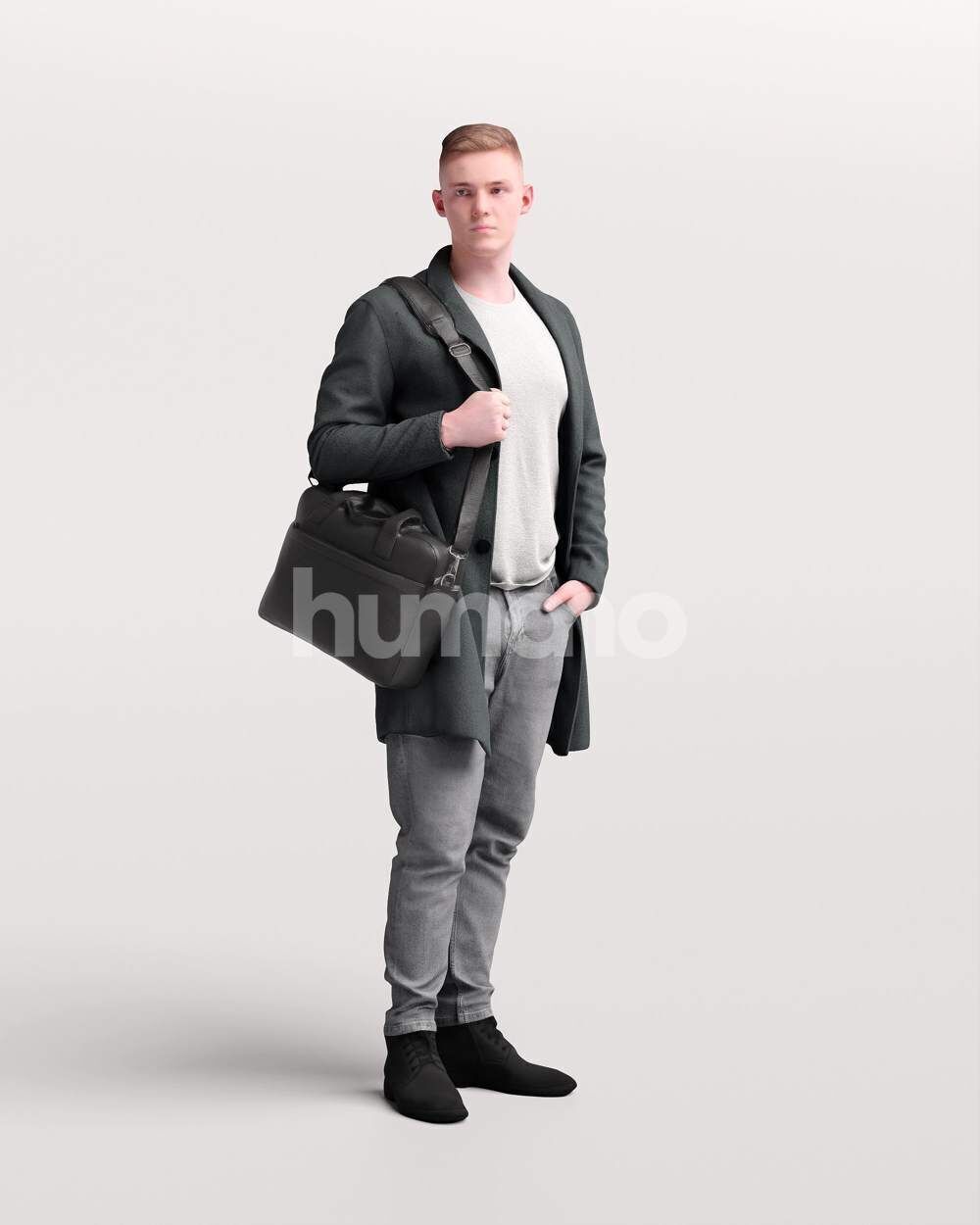 Humano Man walking in jacket with laptop bag -2503-035-1668 3D model_12