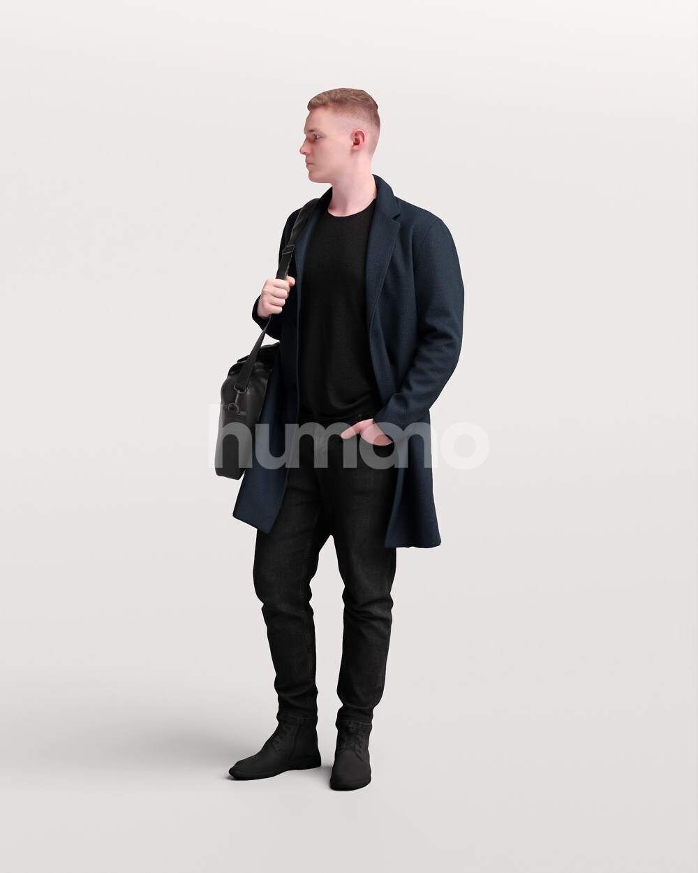 Humano Man walking in jacket with laptop bag -2503-035-1668 3D model_8