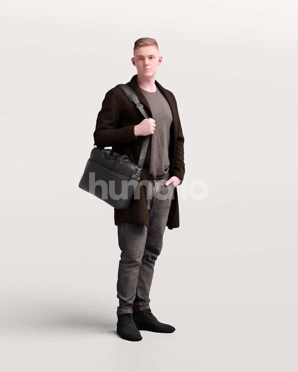 Humano Man walking in jacket with laptop bag -2503-035-1668 3D model_13