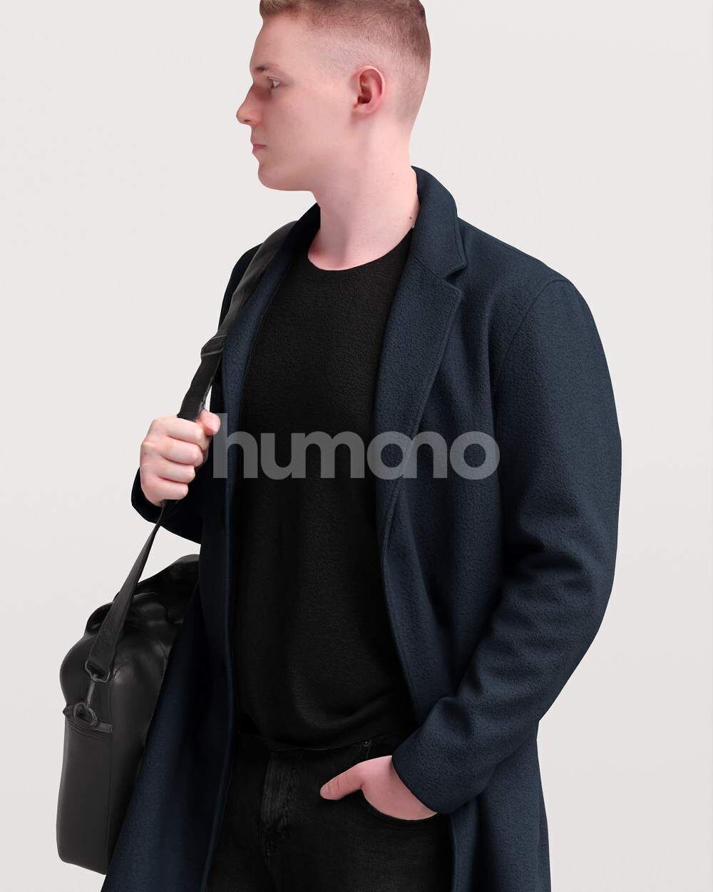 Humano Man walking in jacket with laptop bag -2503-035-1668 3D model_10