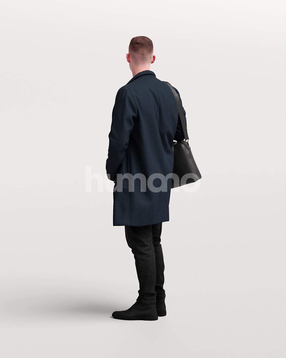 Humano Man walking in jacket with laptop bag -2503-035-1668 3D model_7