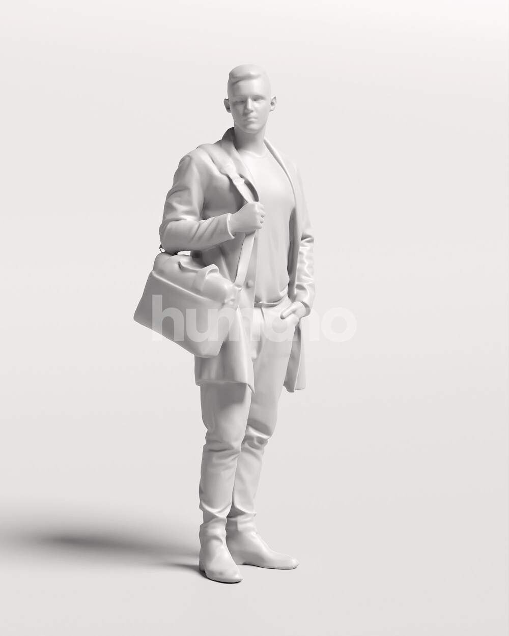Humano Man walking in jacket with laptop bag -2503-035-1668 3D model_3