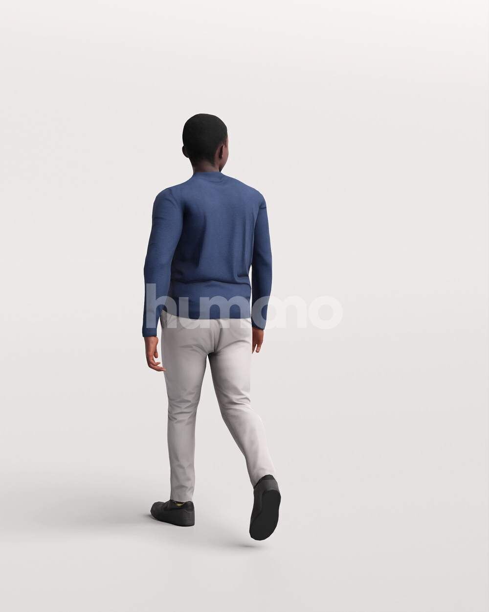Humano African Man walking -2504-064-4894 3D model_7
