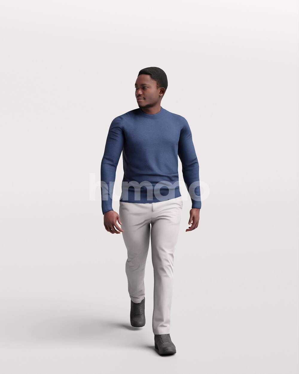 Humano African Man walking -2504-064-4894 3D model_6