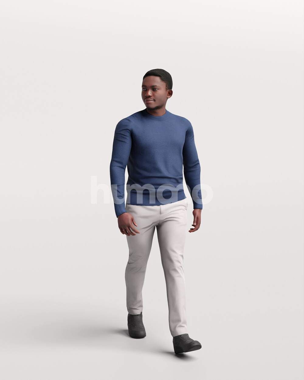 Humano African Man walking -2504-064-4894 3D model_4