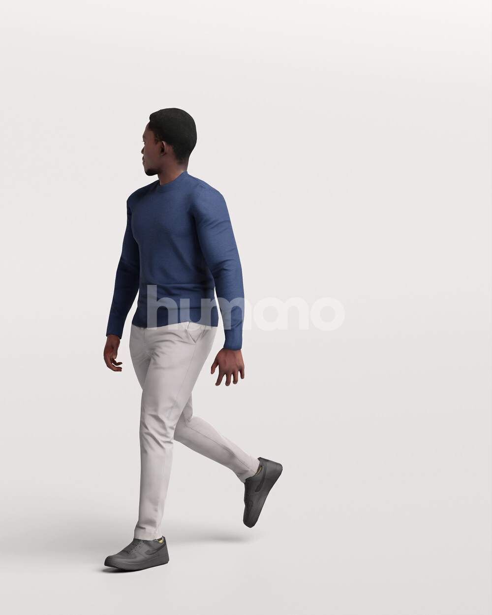 Humano African Man walking -2504-064-4894 3D model_8