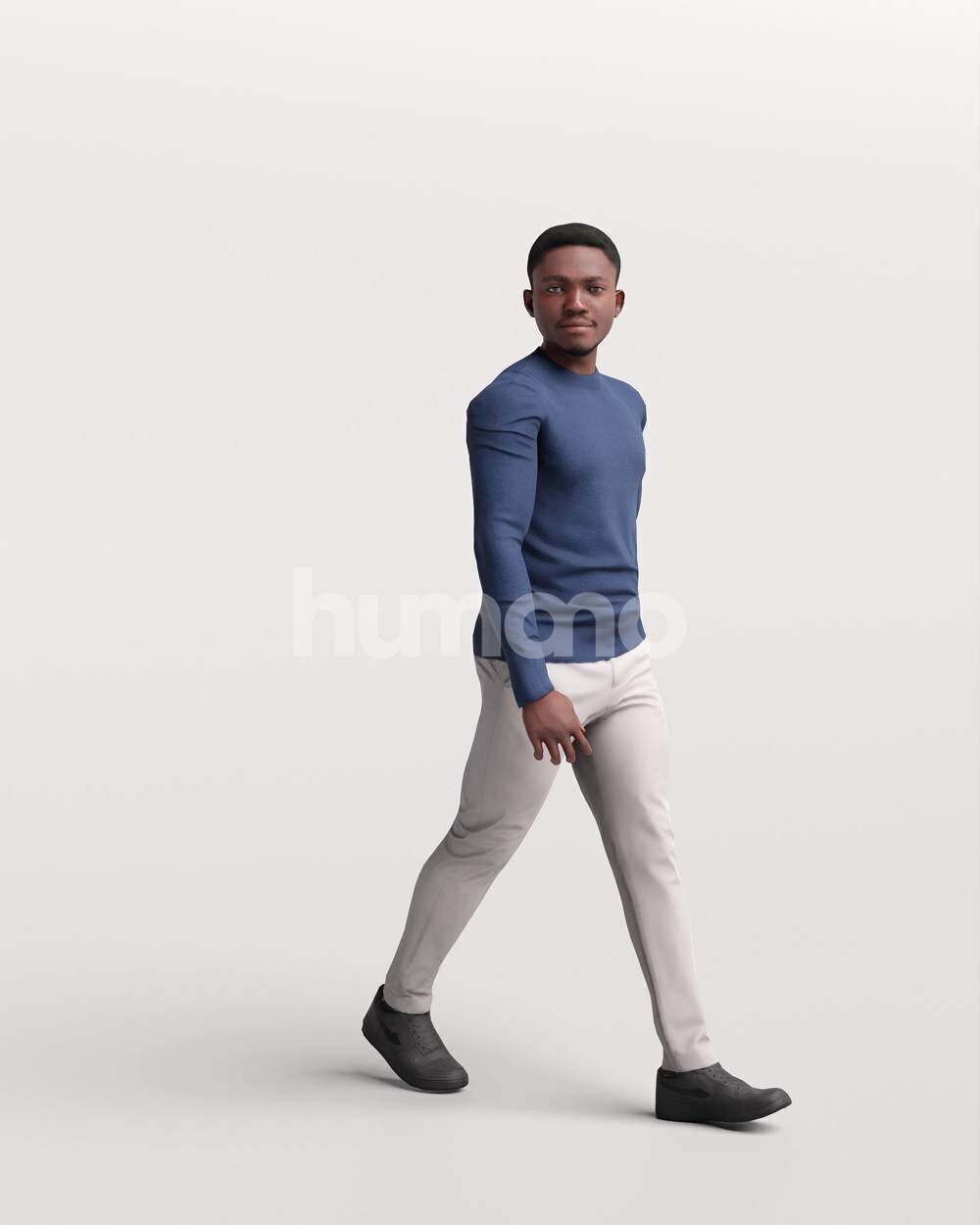 Humano African Man walking -2504-064-4894 3D model_5