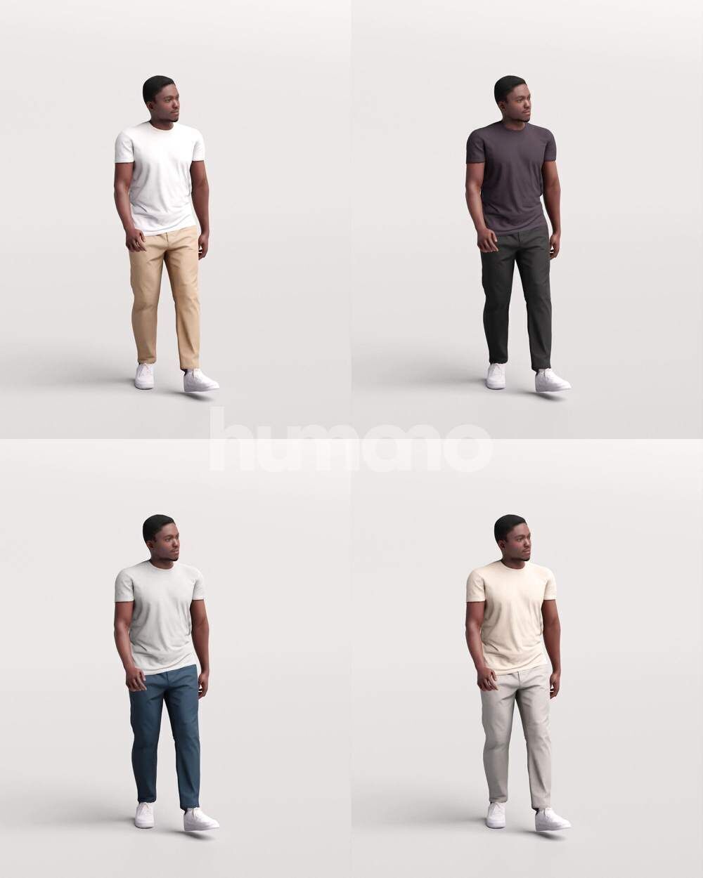 Humano African Man walking -2504-064-4876 3D model_2