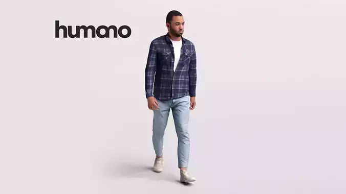Humano African Man walking -2504-063-2864 3D model