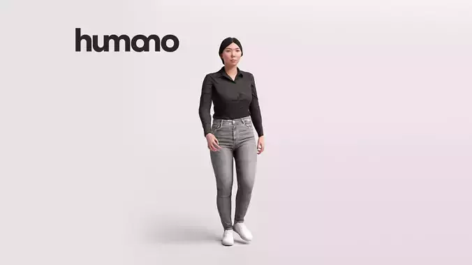 Humano Asian Woman walking -2504-051-5554