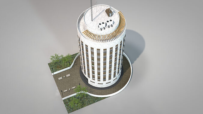 Commercial Cylindrical Building 3D model 6