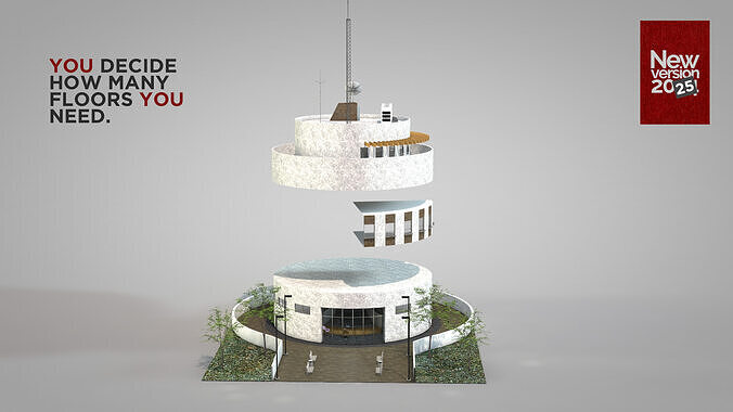 Commercial Cylindrical Building 3D model 3