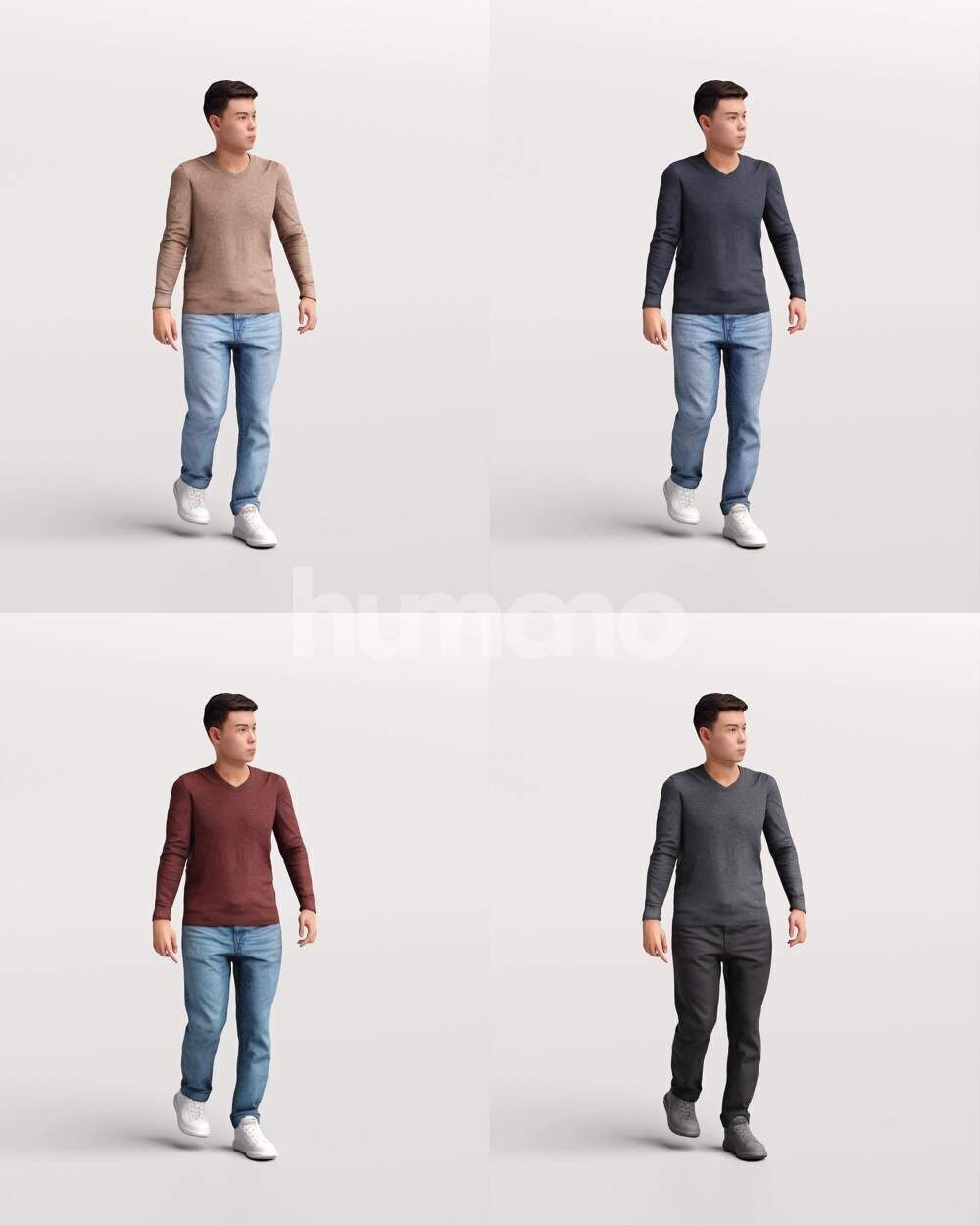 Humano Asian Man walking -2504-040-1825 3D model_2