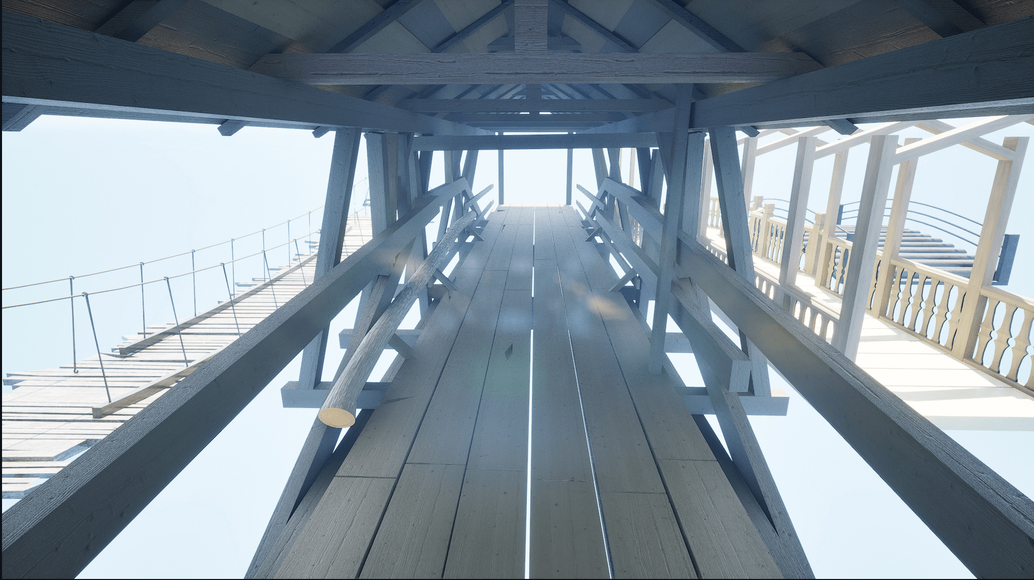 Stylish Wood Bridge Pack Game Ready and Optimized 4 Unique Types Low-poly 3D model_5