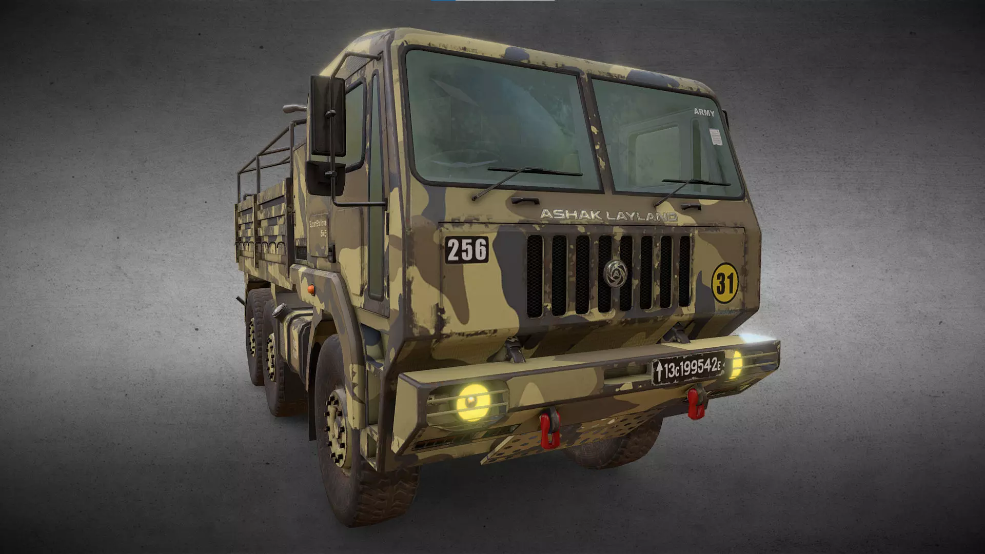 Army Truck Version 1 Low-poly 3D model_2