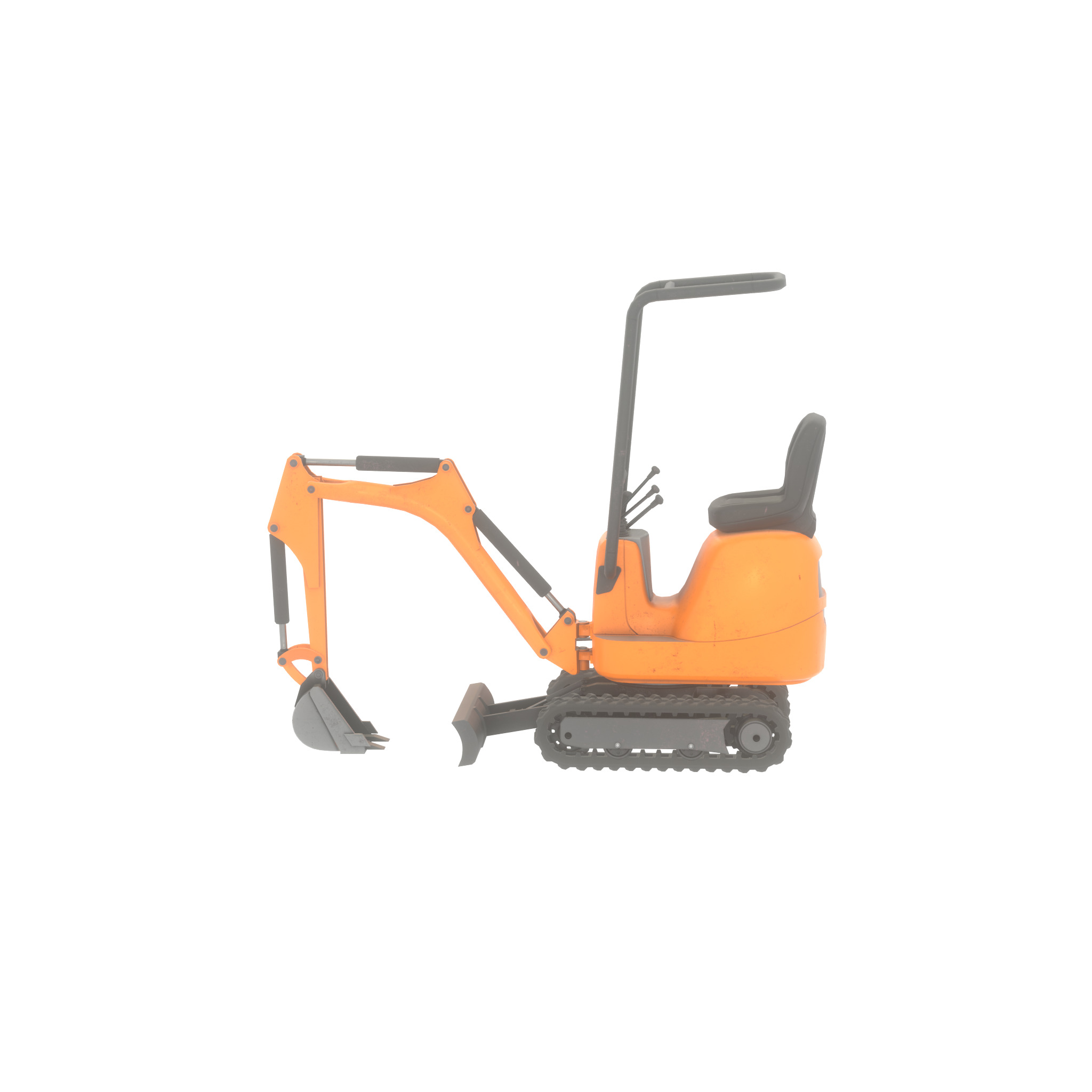 Mini-Digger Orange Low-poly 3D model_28