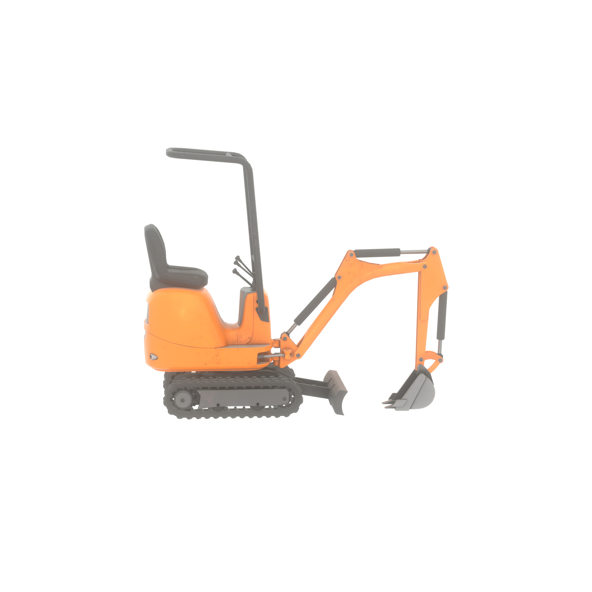 Mini-Digger Orange Low-poly 3D model_49