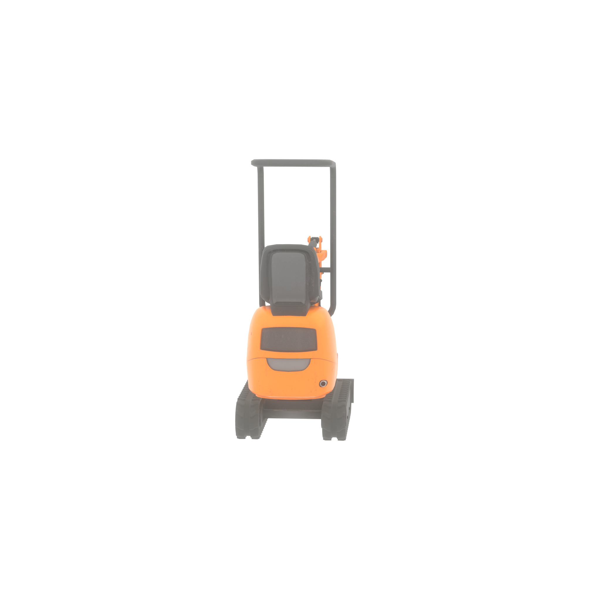 Mini-Digger Orange Low-poly 3D model_39