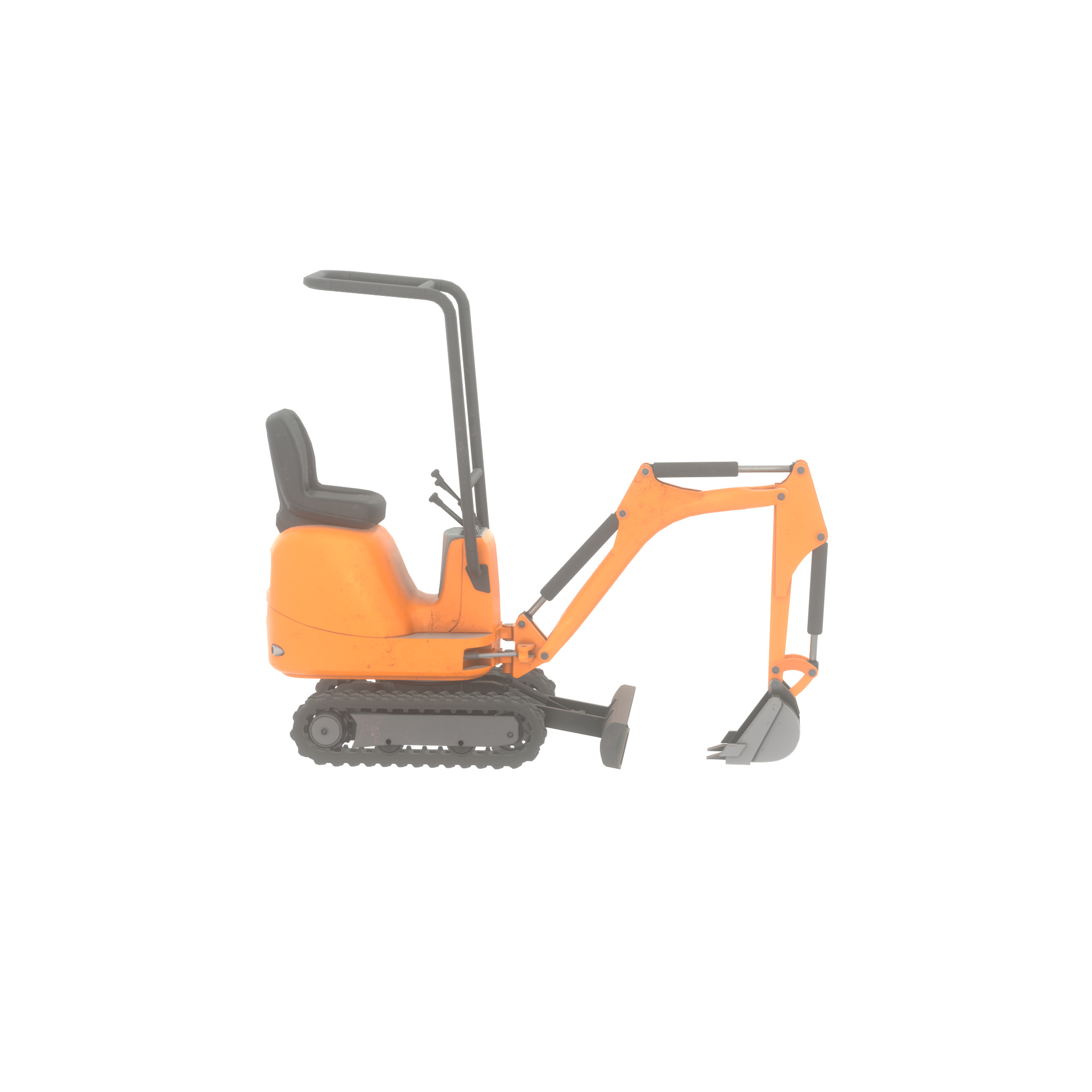 Mini-Digger Orange Low-poly 3D model_50