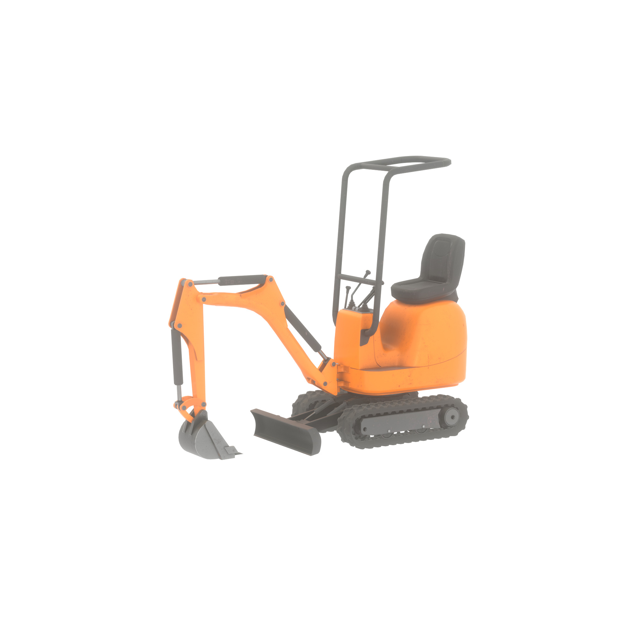 Mini-Digger Orange Low-poly 3D model_24